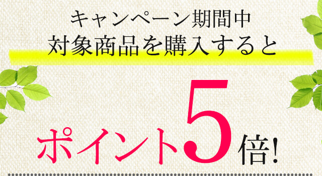 期間中、対象商品はどれでもポイント5倍!