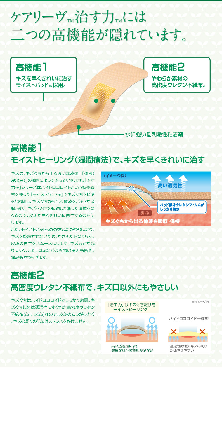 ケアリーヴ™治す力™には二つの高機能が隠れています。