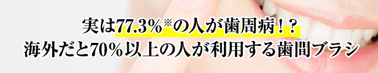 実は77.3％※の人が歯周病！？海外だと70％以上の人が利用する歯間ブラシ