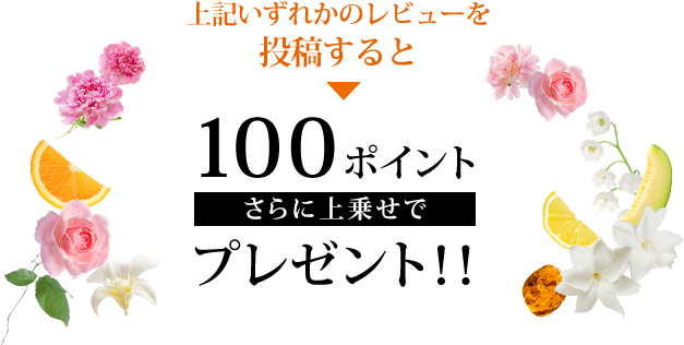 上記いずれかのレビューを投稿すると100ポイントさらに上乗せでプレゼント！！