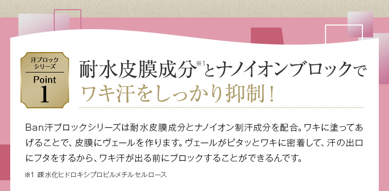 耐水被膜成分とナノイオンブロックでワキ汗をしっかり抑制