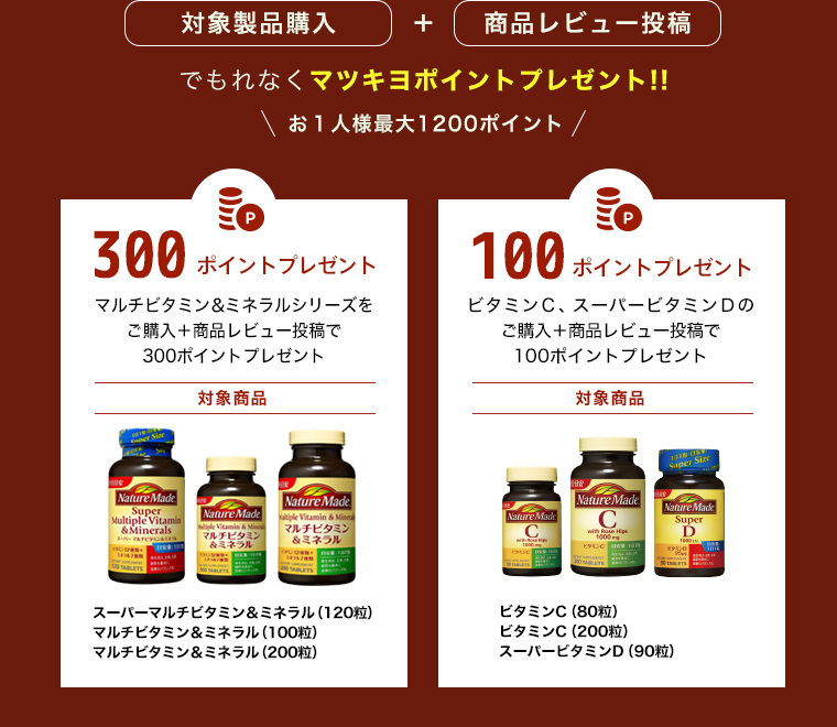 対象商品購入＋商品レビュー投稿でもれなくマツキヨポイントプレゼント!!