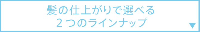 髪の仕上がりで選べる２つのラインナップ