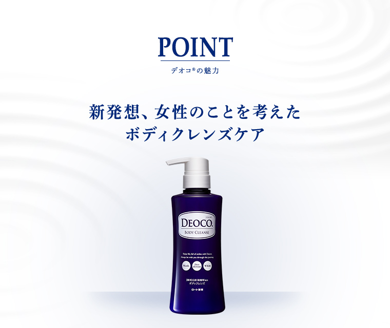POINT デオコの魅力 新発想、女性のことを考えたボディクレンズケア