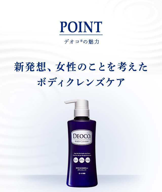 POINT デオコの魅力 新発想、女性のことを考えたボディクレンズケア