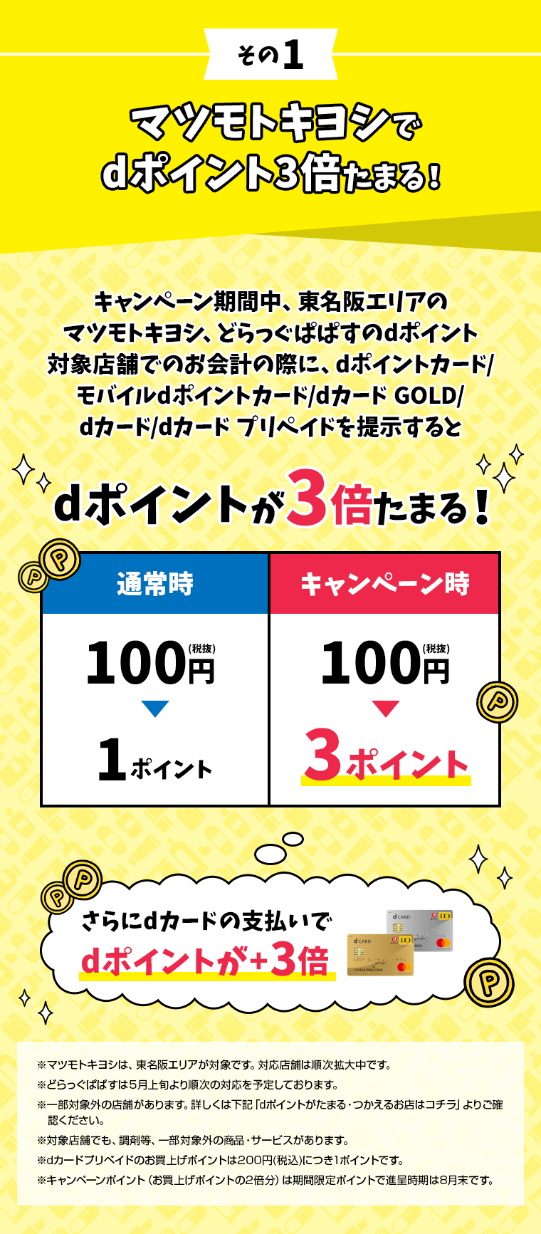 その1 マツモトキヨシでdポイント3倍たまる！