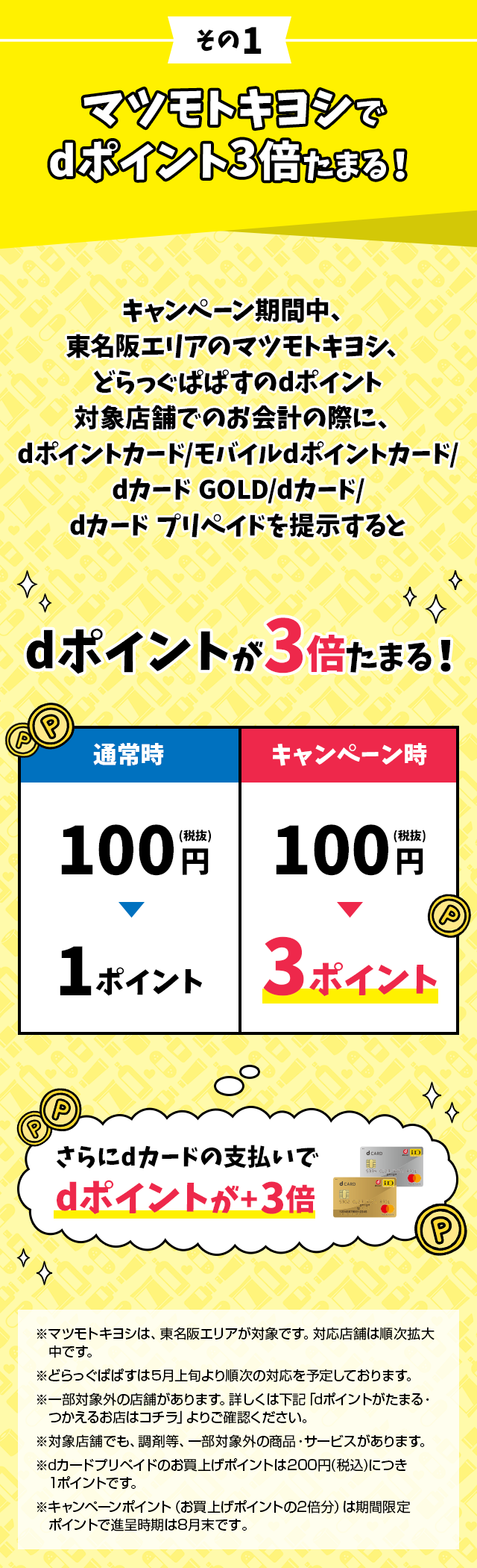 その1 マツモトキヨシでdポイント3倍たまる！