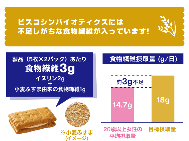 ビスコシンバイオティクスには不足しがちな食物繊維が入っています！