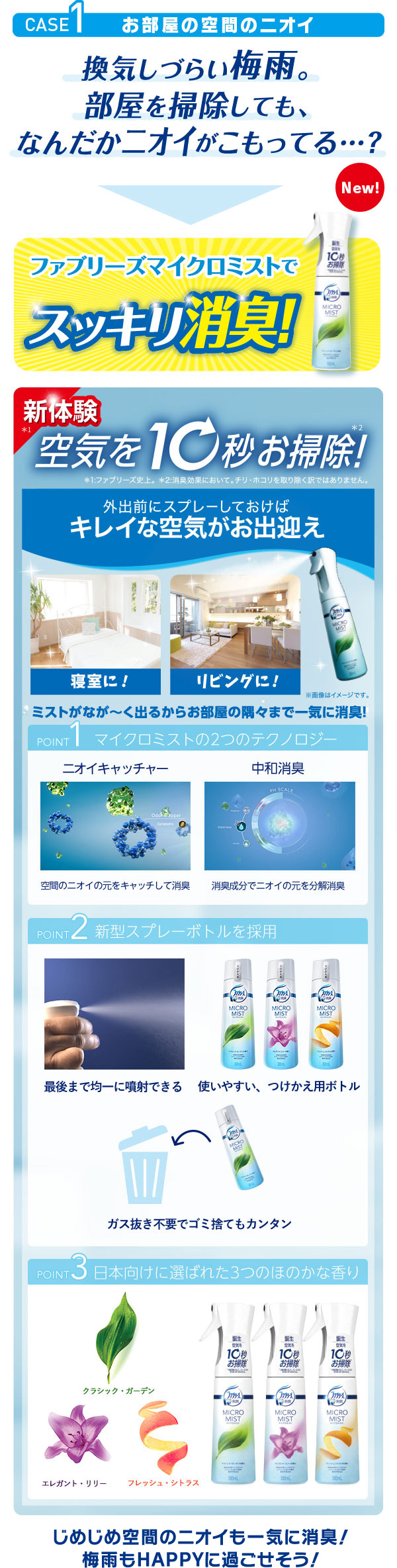 CASE1：お部屋の空間のニオイ／ファブリーズ マイクロミストでスッキリ消臭！
