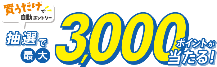 買うだけで自動エントリー 抽選で最大3,000ポイントが当たる！