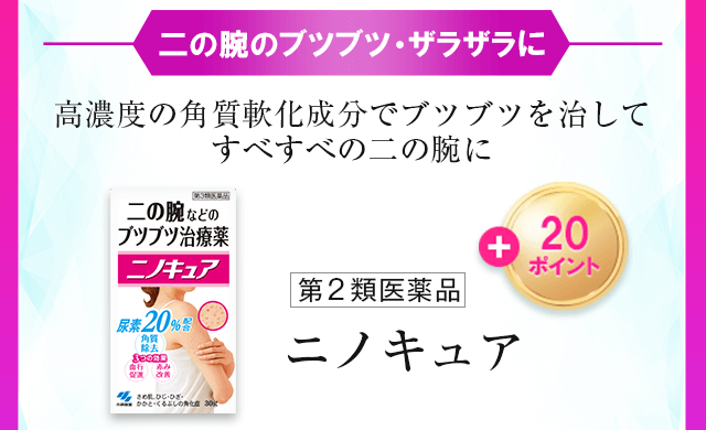 二の腕のブツブツ・ザラザラに 高濃度の角質軟化成分でブツブツを治してすべすべの二の腕に ニノキュア