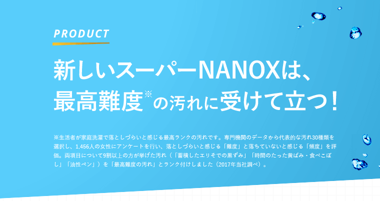 新しいスーパーNANOXは最高難度の汚れに受けて立つ！