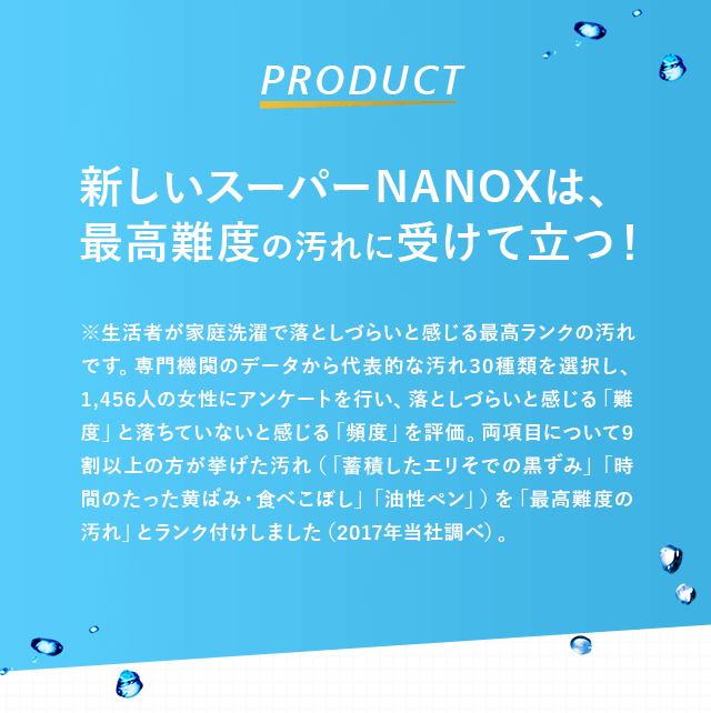 新しいスーパーNANOXは最高難度の汚れに受けて立つ！