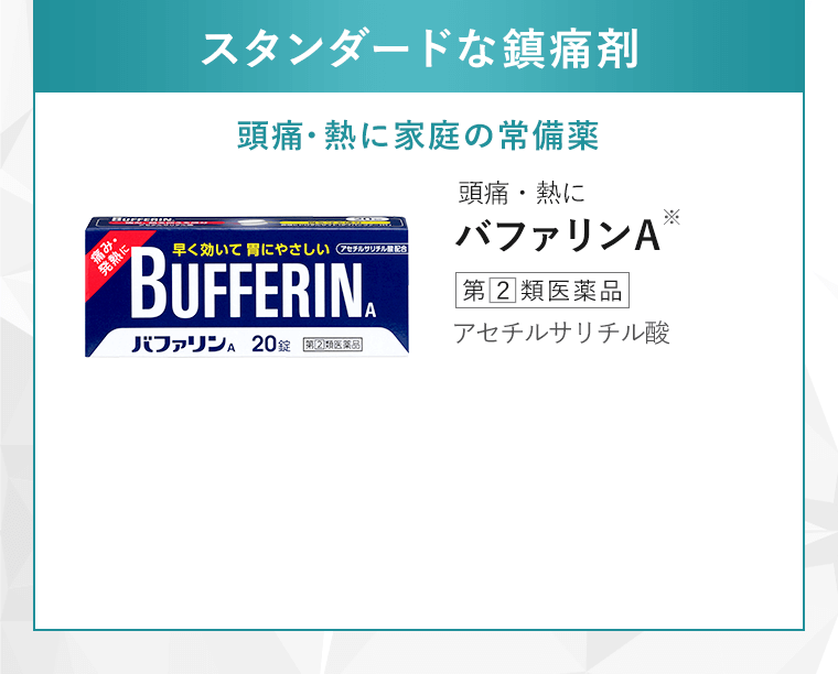 頭痛・熱に家庭の常備薬 バファリンＡ