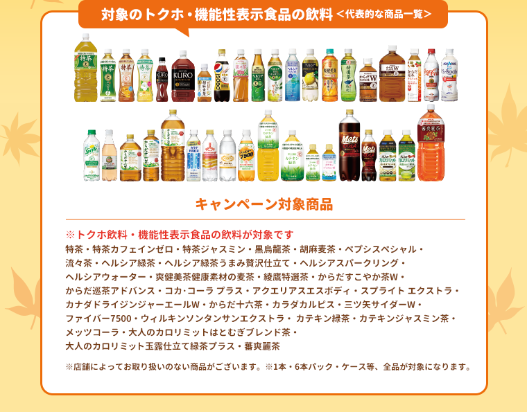 対象のトクホ・機能性表示食品の飲料＜代表的な商品一覧＞
