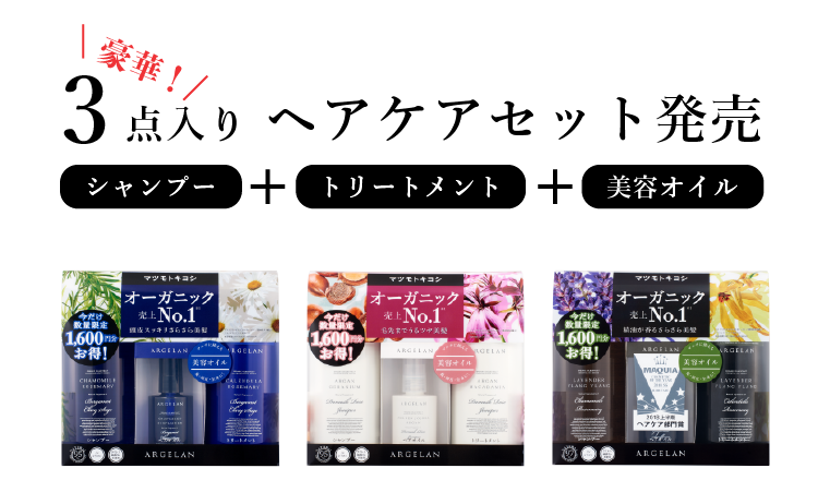豪華！3点入りヘアケアセット発売(シャンプー＋トリートメント＋美容オイル)