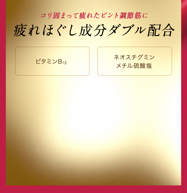 コリ固まって疲れたピント調節筋に　疲れほぐし成分ダブル配合　ビタミンB12 ネオスチグミンメチル硫酸塩