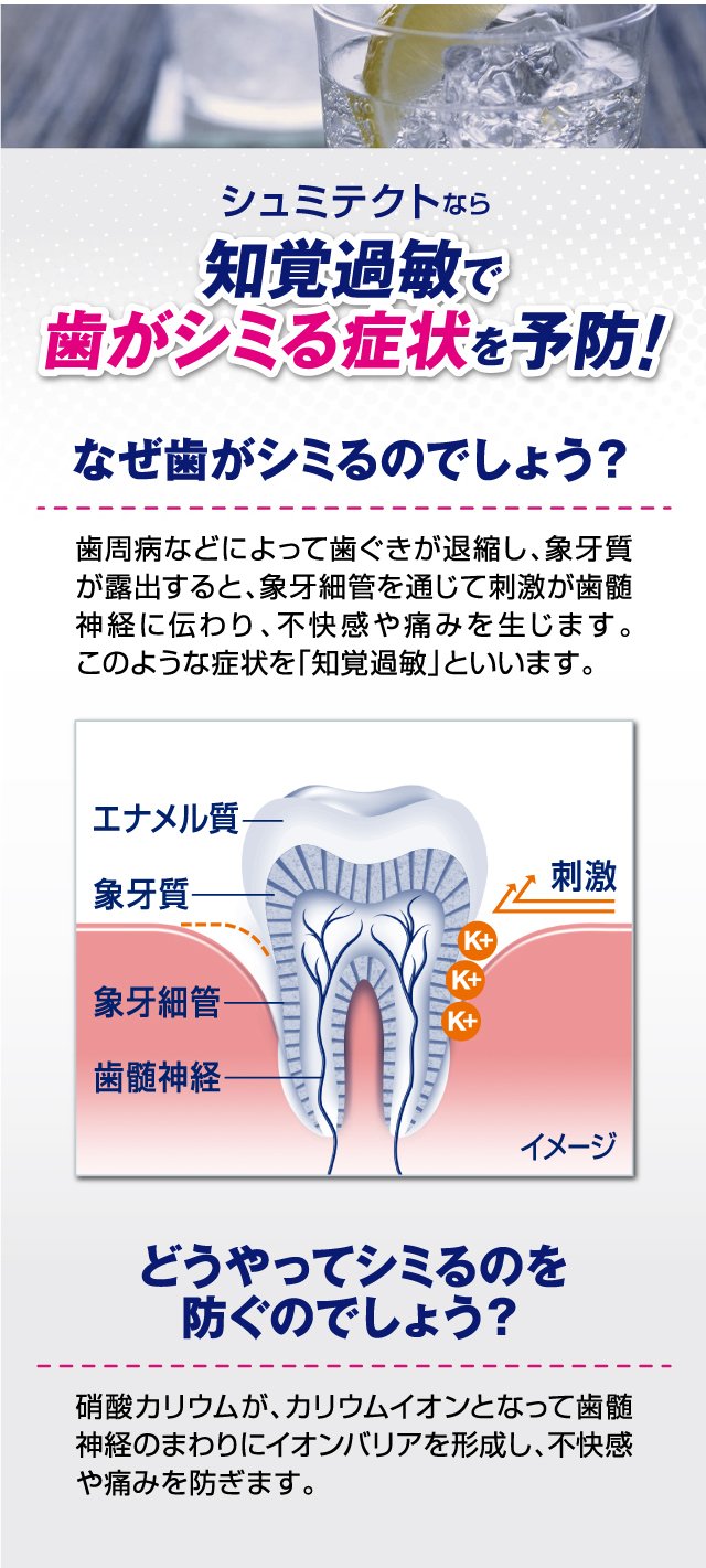 シュミテクトなら知覚過敏で歯がシミる症状を予防！
