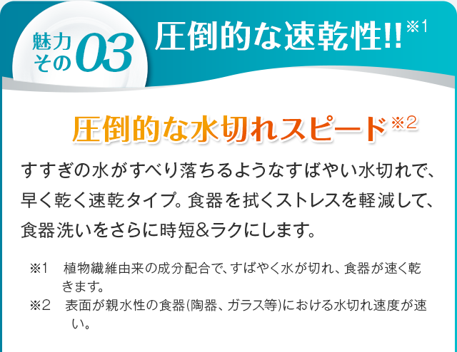 圧倒的な速乾性
