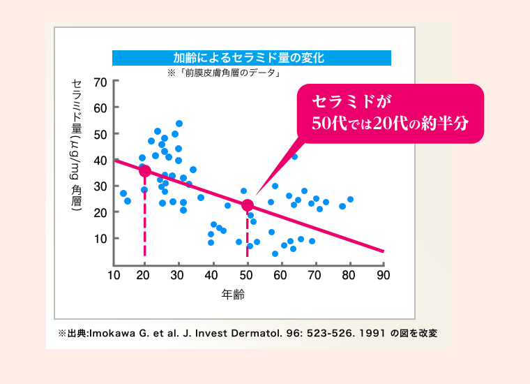加齢によるセラミド量の変化
