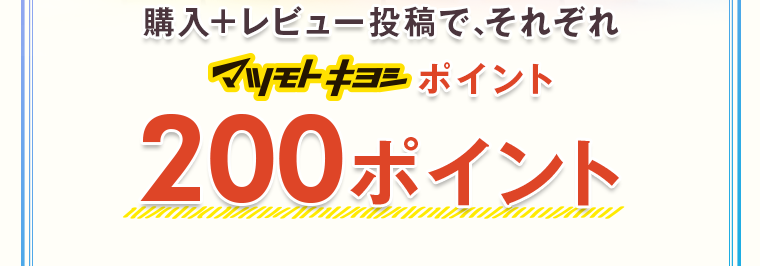 購入+レビュー投稿で、それぞれ200ポイント