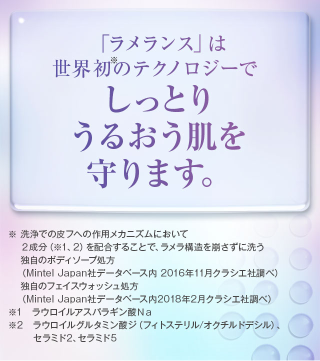 「ラメランス」は世界初のテクノロジーでしっとりうるおう肌を守ります