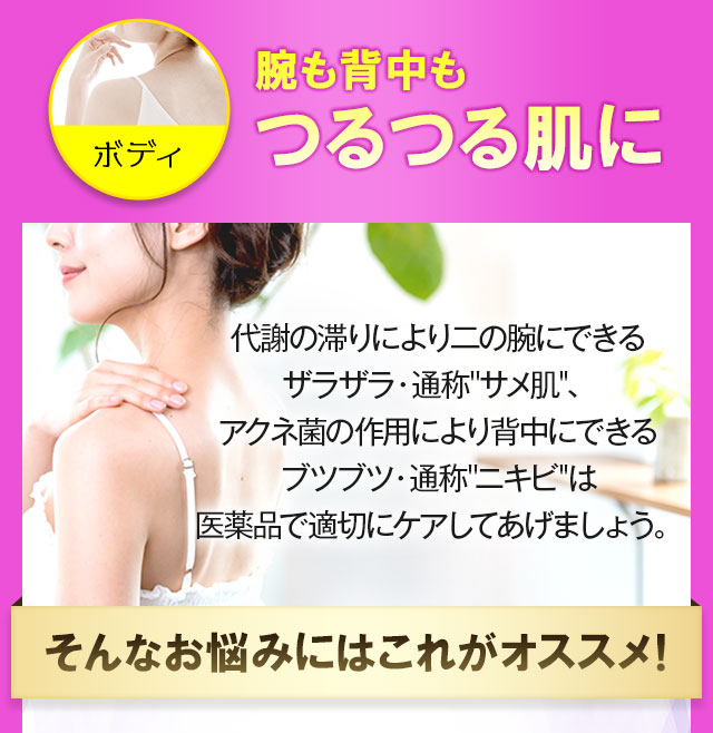 腕も背中もつるつる肌に