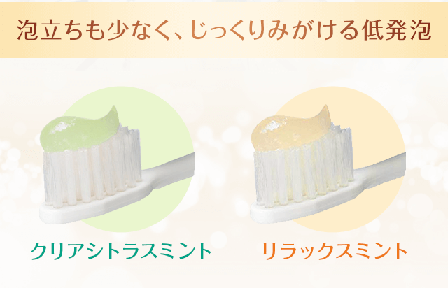 泡立ちも少なく、じっくりみがける低発泡