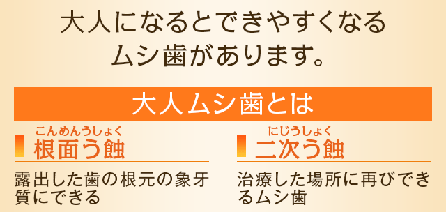大人になるとできやすくなるムシ歯があります。