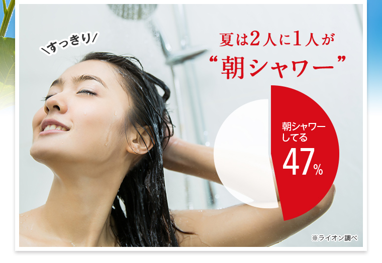 夏は2人に1人が“朝シャワー” ライオン調べで朝シャワーしてる人は47％