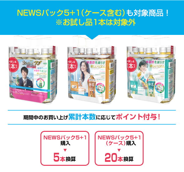 NEWSパック5+1も対象商品！※お試し品1本は対象外（5本換算）