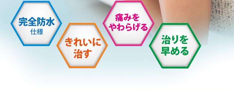 完全防水・キレイに治す・痛みをやわらげる・治りを早める