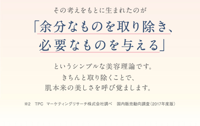 その考えをもとに生まれたのが「余分なものを取り除き、必要なものを与える」