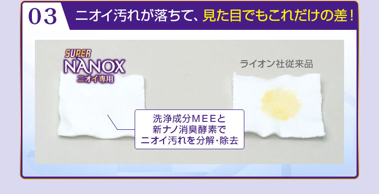ニオイ汚れが落ちて、見た目でもこれだけの差