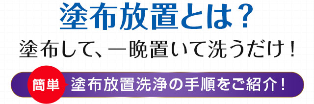 塗布放置とは？塗布して、一晩置いて洗うだけ！
