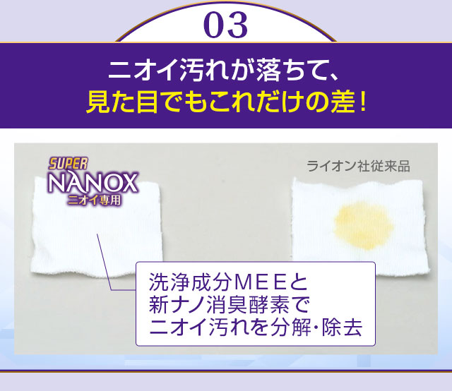 ニオイ汚れが落ちて、見た目でもこれだけの差