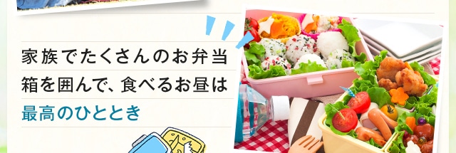 家族でたくさんのお弁当箱を囲んで、食べるお昼は最高のひととき