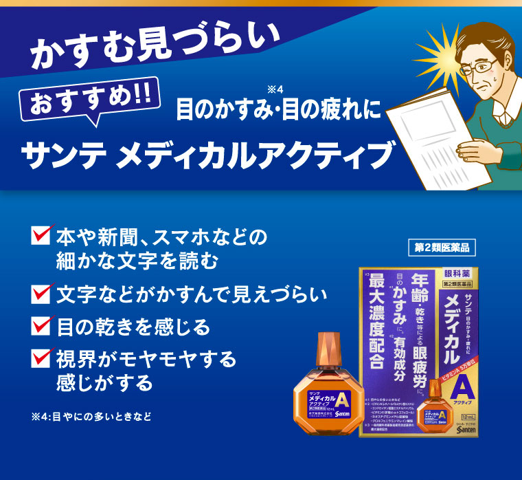 かすむ見づらい
目のかすみ・目の疲れに [おすすめ!!] サンテ メディカルアクティブ
