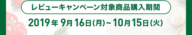 レビューキャンペーン対象商品購入期間2019年9月16日（月）～10月15日（火）