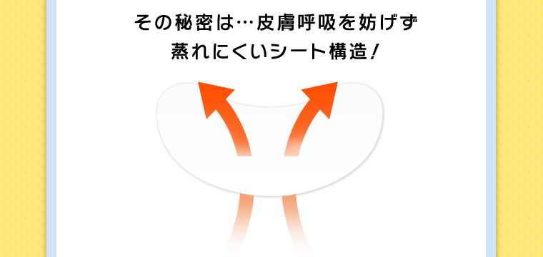 その秘密は…皮膚呼吸を妨げず蒸れにくいシート構造！
