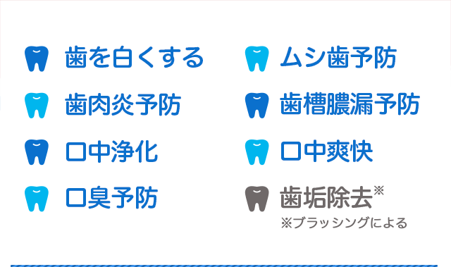 歯を白くする 虫歯予防 歯肉炎予防 歯槽膿漏予防 口内洗浄 口内爽快 口臭予防 歯垢除去※※ブラッシングによる
