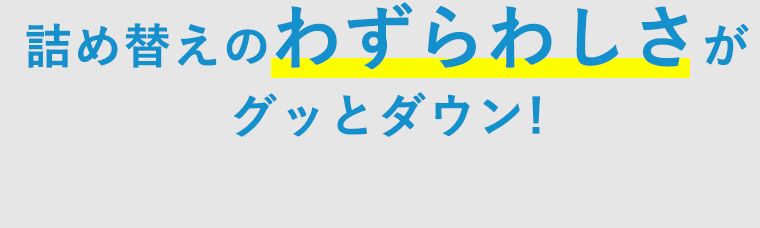 詰め替えの煩わしさがグッとダウン！