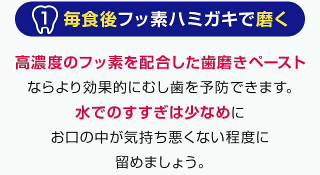 毎食後フッ素ハミガキで磨く