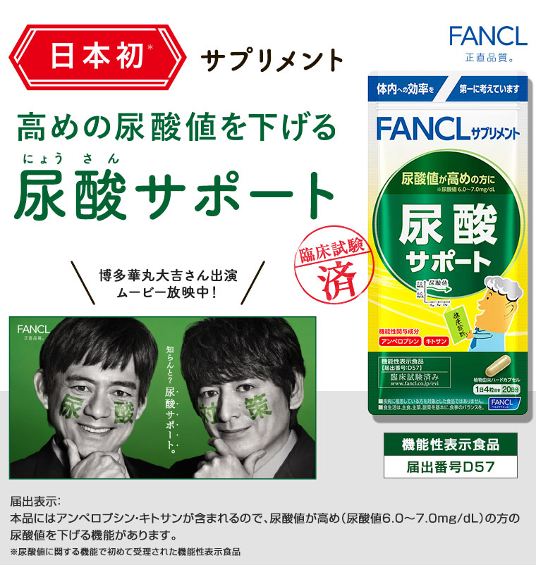 高めの尿酸値を下げる尿酸サポート