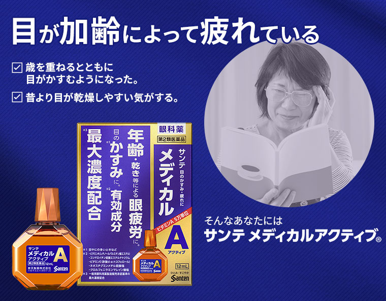 目が加齢によって疲れている