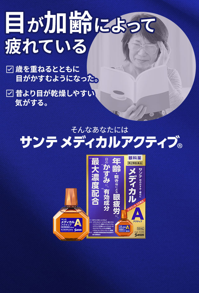 目が加齢によって疲れている