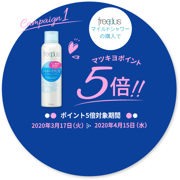 Campaign1 マツキヨポイント5倍 対象期間：2020年3月17日（火）〜2020年4月15日（火）