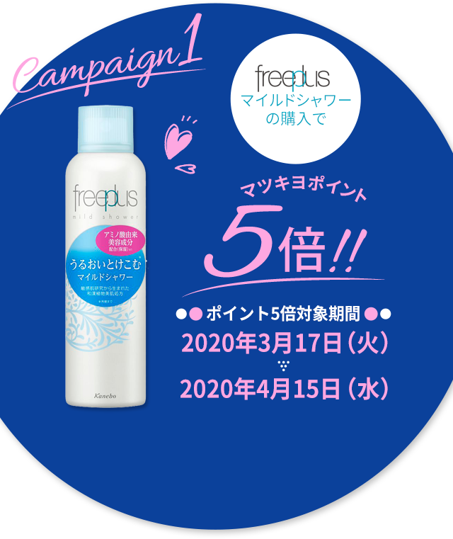 Campaign1 マツキヨポイント5倍 対象期間：2020年3月17日（火）〜2020年4月15日（火）