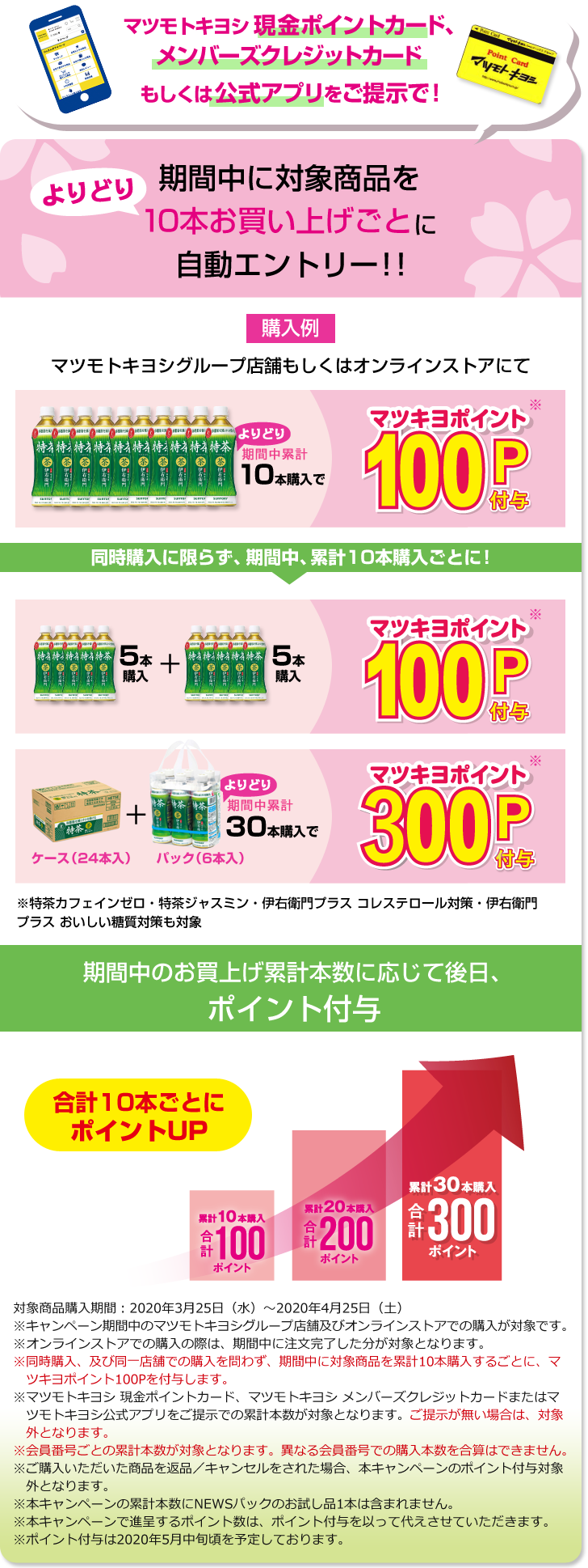 マツモトキヨシ現金ポイントカード、メンバーズクレジットカードもしくは公式アプリご提示で！期間中に対象商品をよりどり10本お買上げごとに自動エントリー!!