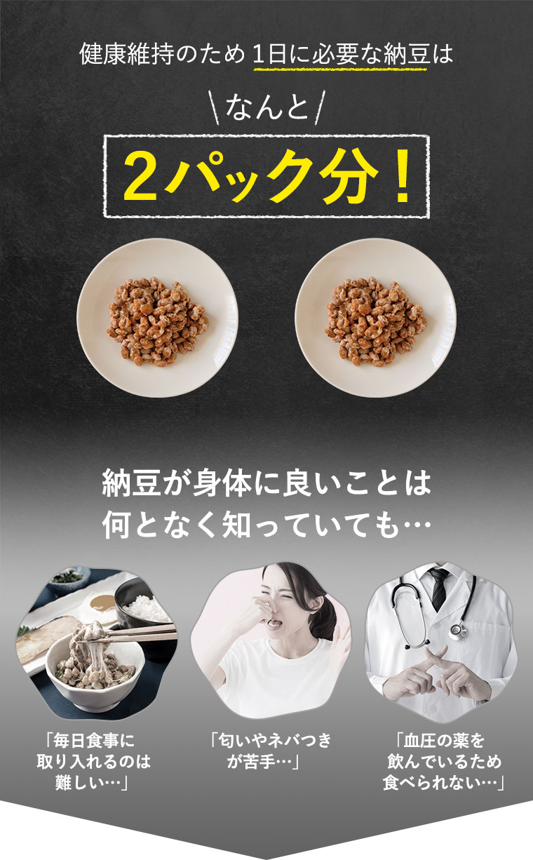 健康維持のため１日に必要な納豆はなんと2パック分